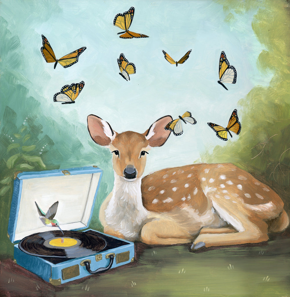 Deer w/ Record Player - Art Print
